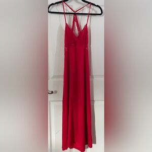 Lace Open Back Night Gown/Slip Dress Red Maxi Dress XS